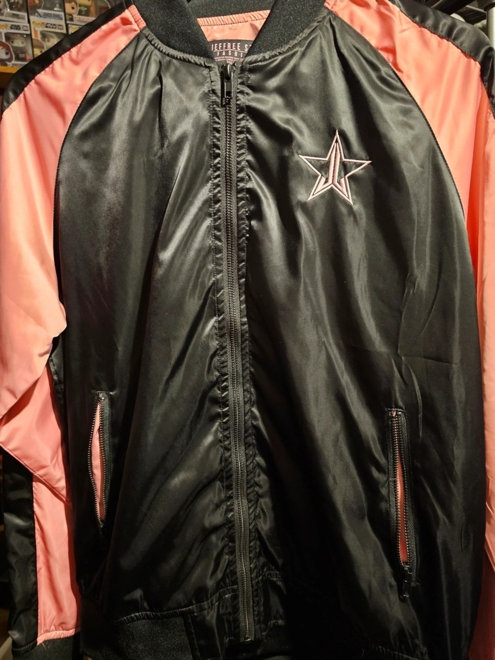 Jeffree Star Black Jacket with Pink Sleeves and Star Logo